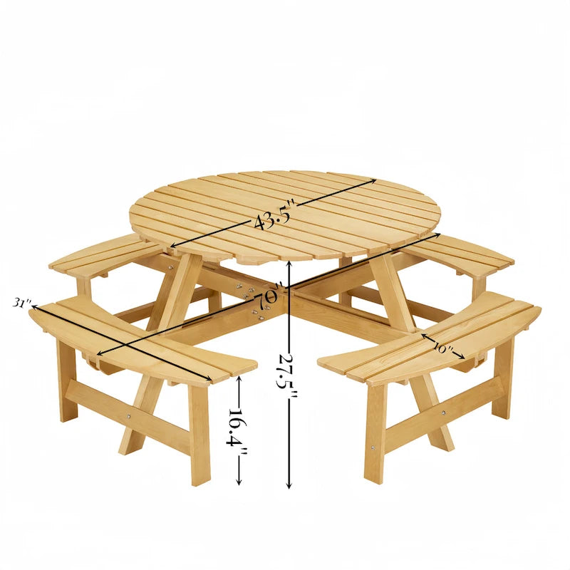 Outside Picnic Table Set with Benches for Garden,Backyard,Porch,Patio