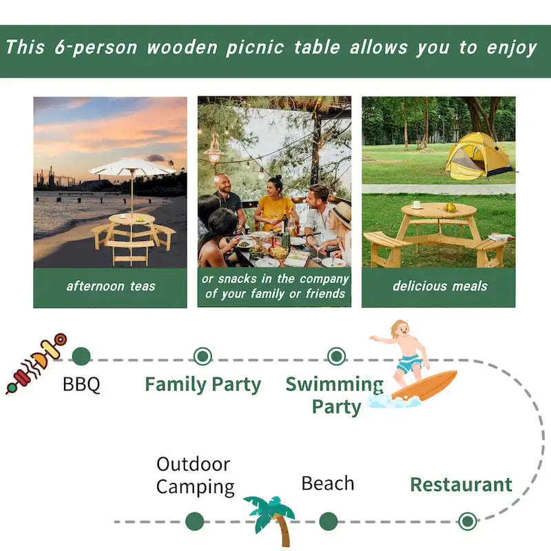 Outside Picnic Table Set with Benches for Garden,Backyard,Porch,Patio