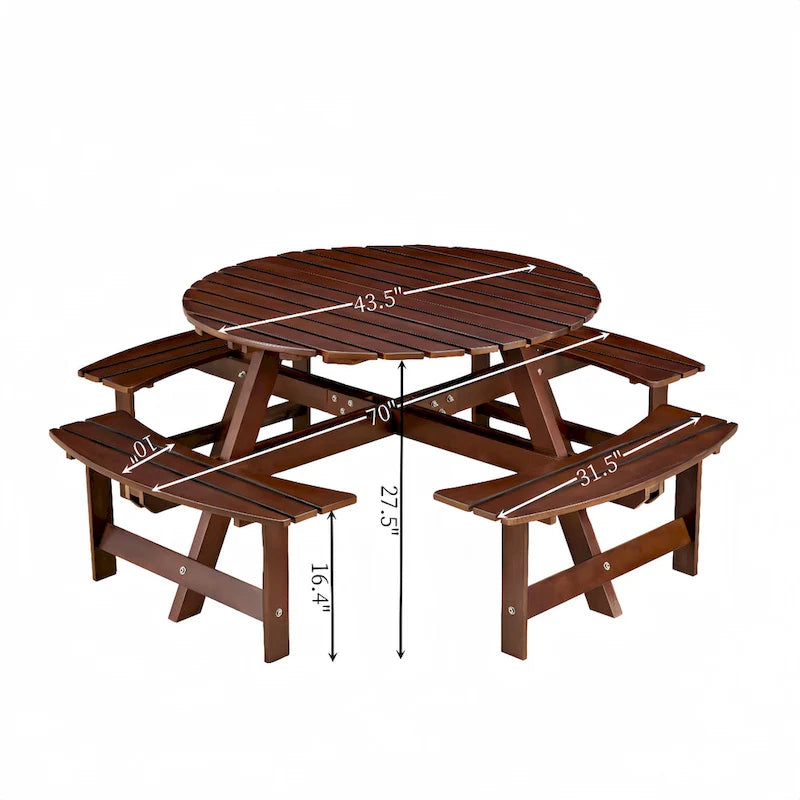 Outside Picnic Table Set with Benches for Garden,Backyard,Porch,Patio