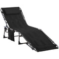 Outsunny Padded Folding Chaise Lounge Chair, Outdoor 6-Level Reclining Camping Tanning Chair with Headrest for Beach, Patio