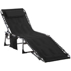 Outsunny Padded Folding Chaise Lounge Chair, Outdoor 6-Level Reclining Camping Tanning Chair with Headrest for Beach, Patio