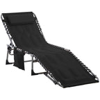 Outsunny Padded Folding Chaise Lounge Chair, Outdoor 6-Level Reclining Camping Tanning Chair with Headrest for Beach, Patio