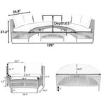 5-Piece All-Weather Brown PE Rattan Sectional Set  Half-Moon Outdoor Sofa with Tempered Glass Table for Patio & Garden