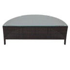 5-Piece All-Weather Brown PE Rattan Sectional Set  Half-Moon Outdoor Sofa with Tempered Glass Table for Patio & Garden