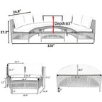 5-Piece All-Weather Brown PE Rattan Sectional Set  Half-Moon Outdoor Sofa with Tempered Glass Table for Patio & Garden