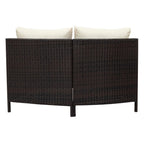 5-Piece All-Weather Brown PE Rattan Sectional Set  Half-Moon Outdoor Sofa with Tempered Glass Table for Patio & Garden