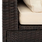 5-Piece All-Weather Brown PE Rattan Sectional Set  Half-Moon Outdoor Sofa with Tempered Glass Table for Patio & Garden