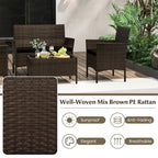 Gymax 4 Piece Patio Rattan Conversation Set Outdoor Wicker Furniture