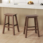 Gymax 29 Patio Bar Stool Set of 2 w/ Curved Seat & Footrests for
