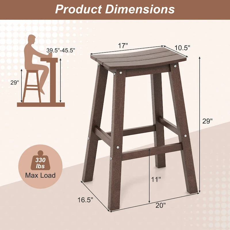 Gymax 29 Patio Bar Stool Set of 2 w/ Curved Seat & Footrests for