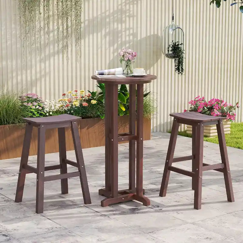Gymax 29 Patio Bar Stool Set of 2 w/ Curved Seat & Footrests for