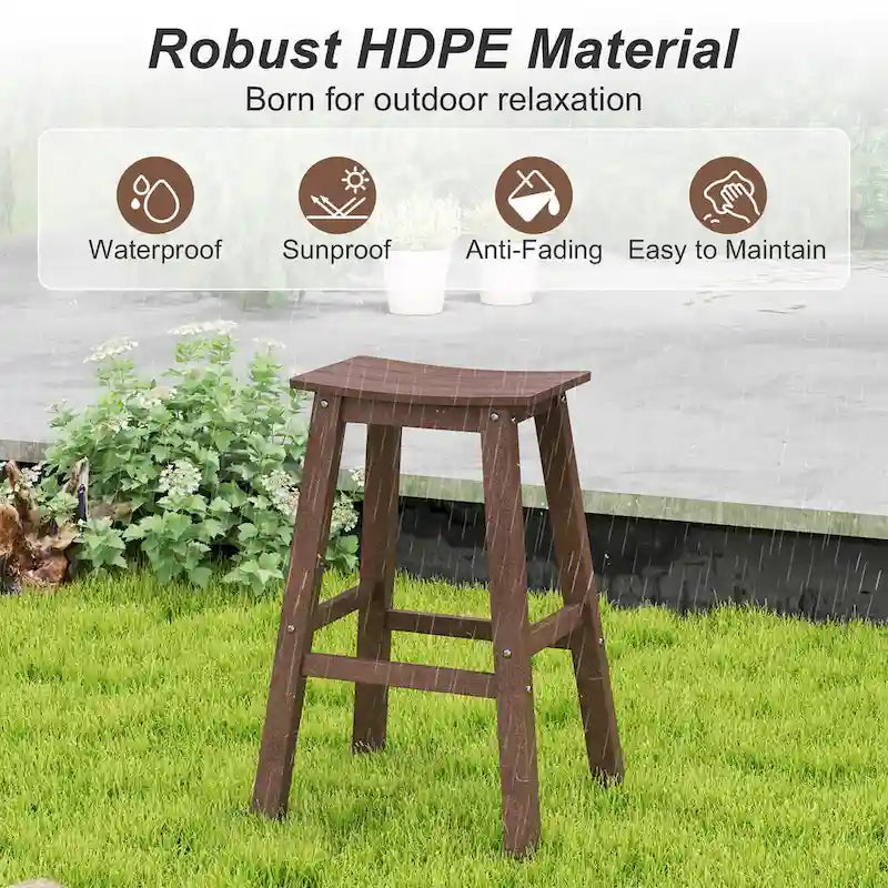 Gymax 29 Patio Bar Stool Set of 2 w/ Curved Seat & Footrests for