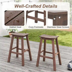 Gymax 29 Patio Bar Stool Set of 2 w/ Curved Seat & Footrests for