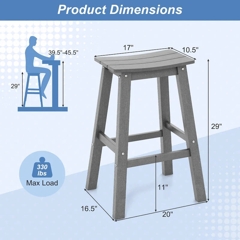 Gymax 29 Patio Bar Stool Set of 2 w/ Curved Seat & Footrests for