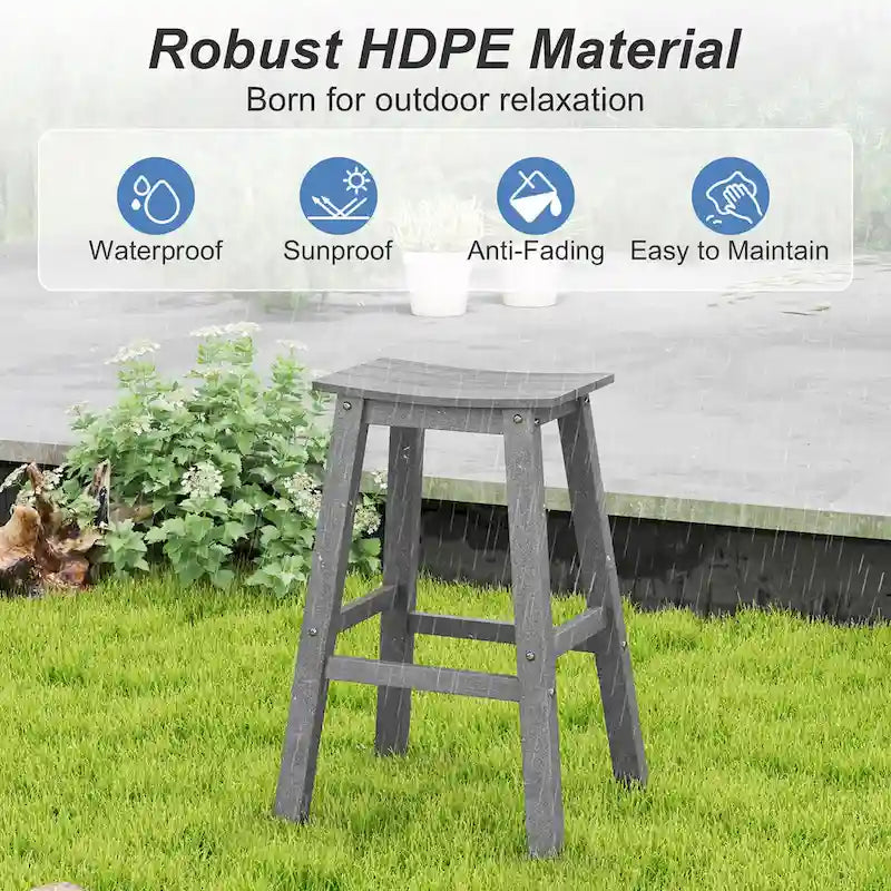 Gymax 29 Patio Bar Stool Set of 2 w/ Curved Seat & Footrests for