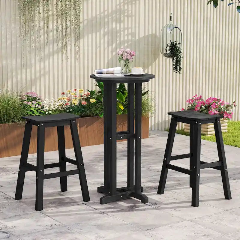 Gymax 29 Patio Bar Stool Set of 2 w/ Curved Seat & Footrests for