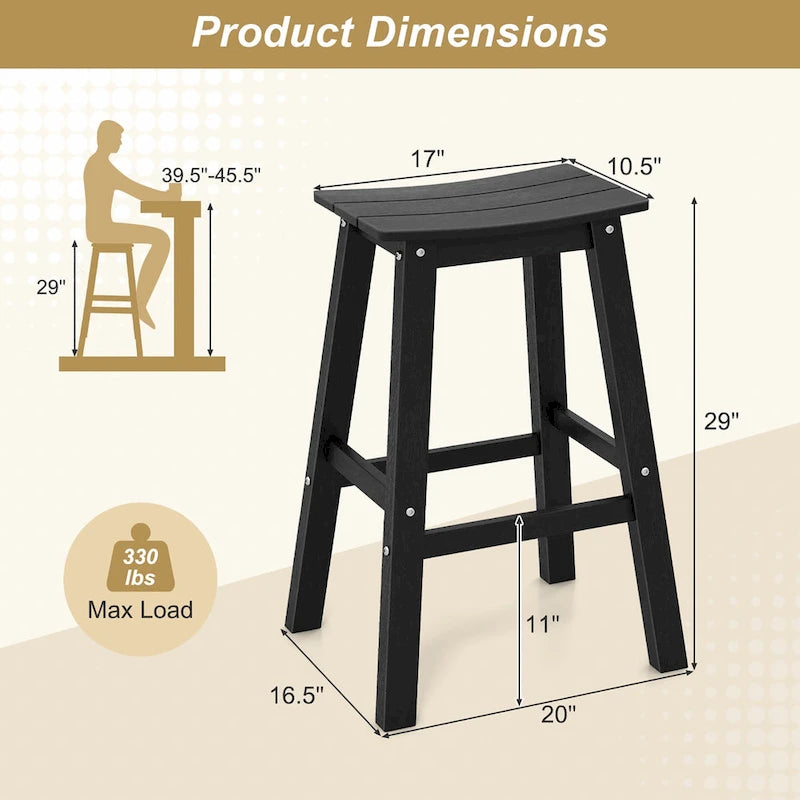 Gymax 29 Patio Bar Stool Set of 2 w/ Curved Seat & Footrests for