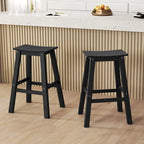 Gymax 29 Patio Bar Stool Set of 2 w/ Curved Seat & Footrests for