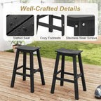 Gymax 29 Patio Bar Stool Set of 2 w/ Curved Seat & Footrests for