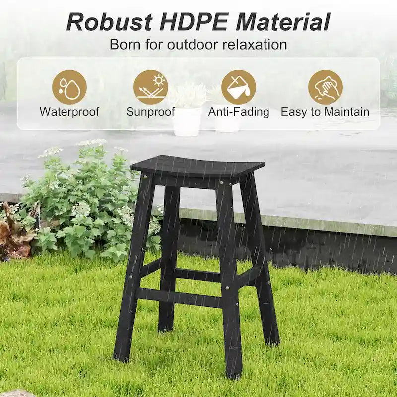Gymax 29 Patio Bar Stool Set of 2 w/ Curved Seat & Footrests for