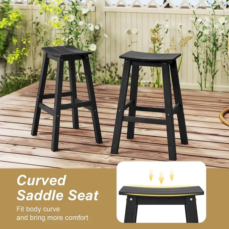 Gymax 29 Patio Bar Stool Set of 2 w/ Curved Seat & Footrests for