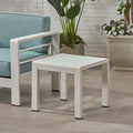 Pool Coffee Table Square Accent Table Outdoor Side Table Aluminum Frame Sofa Tabl with Frosted Tempered Glass Top