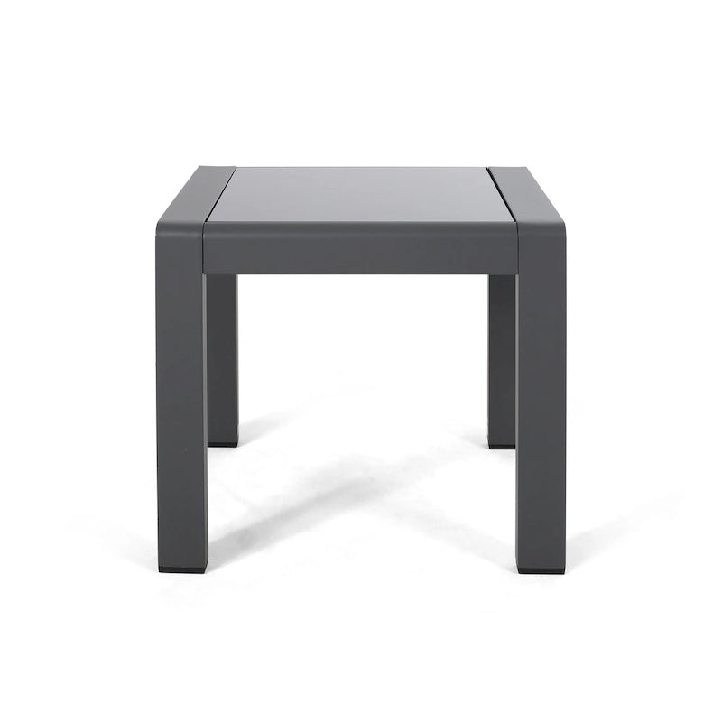 Pool Coffee Table Square Accent Table Outdoor Side Table Aluminum Frame Sofa Tabl with Frosted Tempered Glass Top