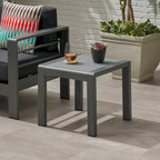 Pool Coffee Table Square Accent Table Outdoor Side Table Aluminum Frame Sofa Tabl with Frosted Tempered Glass Top