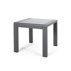 Pool Coffee Table Square Accent Table Outdoor Side Table Aluminum Frame Sofa Tabl with Frosted Tempered Glass Top
