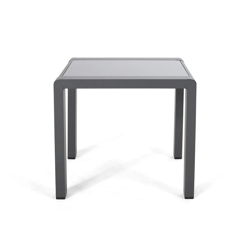Pool Coffee Table Square Accent Table Outdoor Side Table Aluminum Frame Sofa Tabl with Frosted Tempered Glass Top