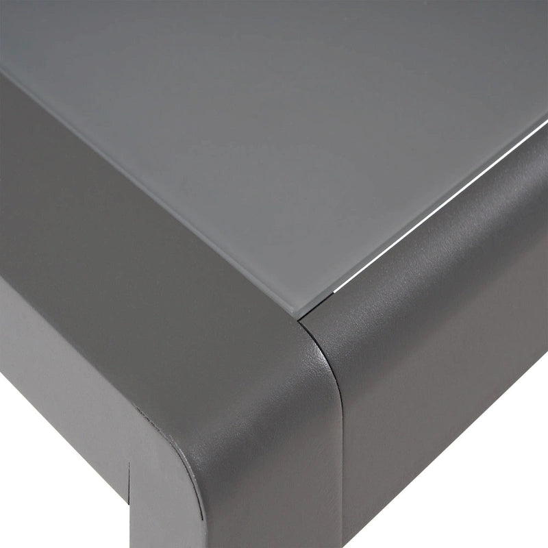 Pool Coffee Table Square Accent Table Outdoor Side Table Aluminum Frame Sofa Tabl with Frosted Tempered Glass Top