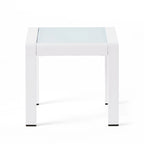 Pool Coffee Table Square Accent Table Outdoor Side Table Aluminum Frame Sofa Tabl with Frosted Tempered Glass Top