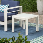 Pool Coffee Table Square Accent Table Outdoor Side Table Aluminum Frame Sofa Tabl with Frosted Tempered Glass Top