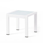 Pool Coffee Table Square Accent Table Outdoor Side Table Aluminum Frame Sofa Tabl with Frosted Tempered Glass Top