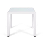 Pool Coffee Table Square Accent Table Outdoor Side Table Aluminum Frame Sofa Tabl with Frosted Tempered Glass Top