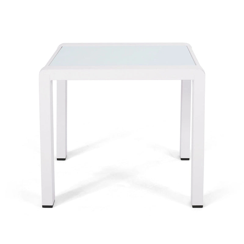 Pool Coffee Table Square Accent Table Outdoor Side Table Aluminum Frame Sofa Tabl with Frosted Tempered Glass Top