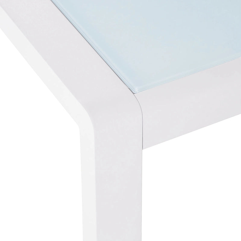 Pool Coffee Table Square Accent Table Outdoor Side Table Aluminum Frame Sofa Tabl with Frosted Tempered Glass Top