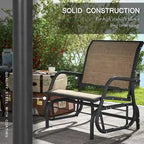 Outsunny Porch Glider Set of 2 with Breathable Mesh, Curved Armrests and Steel Frame for Garden, Poolside, Backyard, Balcony