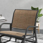 Outsunny Porch Glider Set of 2 with Breathable Mesh, Curved Armrests and Steel Frame for Garden, Poolside, Backyard, Balcony