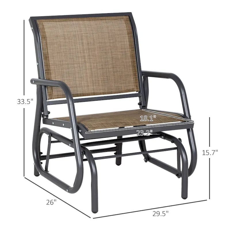 Outsunny Porch Glider Set of 2 with Breathable Mesh, Curved Armrests and Steel Frame for Garden, Poolside, Backyard, Balcony