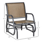 Outsunny Porch Glider Set of 2 with Breathable Mesh, Curved Armrests and Steel Frame for Garden, Poolside, Backyard, Balcony