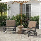 Outsunny Porch Glider Set of 2 with Breathable Mesh, Curved Armrests and Steel Frame for Garden, Poolside, Backyard, Balcony