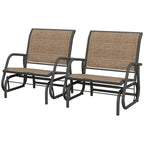 Outsunny Porch Glider Set of 2 with Breathable Mesh, Curved Armrests and Steel Frame for Garden, Poolside, Backyard, Balcony