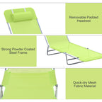 Outsunny Folding Chaise Lounge Pool Chairs with Pillow, Reclining Back & Breathable Mesh for Beach, Yard, and Patio