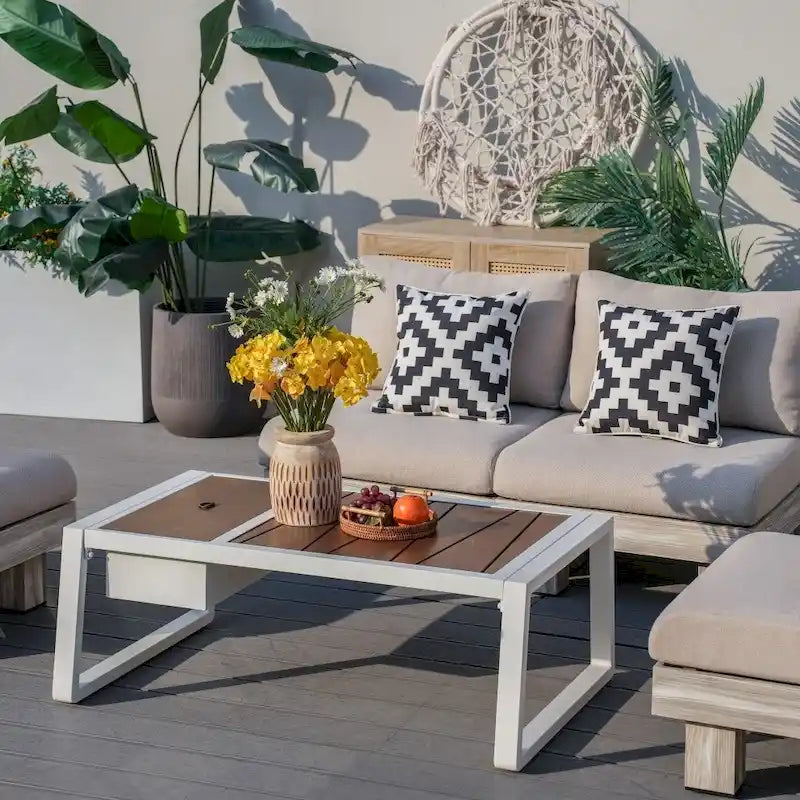 Modern Outdoor Conversation Set with Coffee Table and Ice Bucket