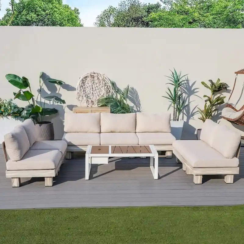 Modern Outdoor Conversation Set with Coffee Table and Ice Bucket