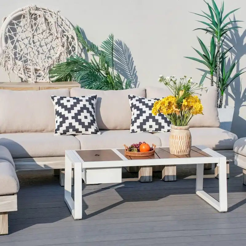 Modern Outdoor Conversation Set with Coffee Table and Ice Bucket