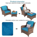 5-piece Patio Furniture High Back Conversation Set with Peacock Blue Cushions