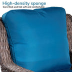 5-piece Patio Furniture High Back Conversation Set with Peacock Blue Cushions