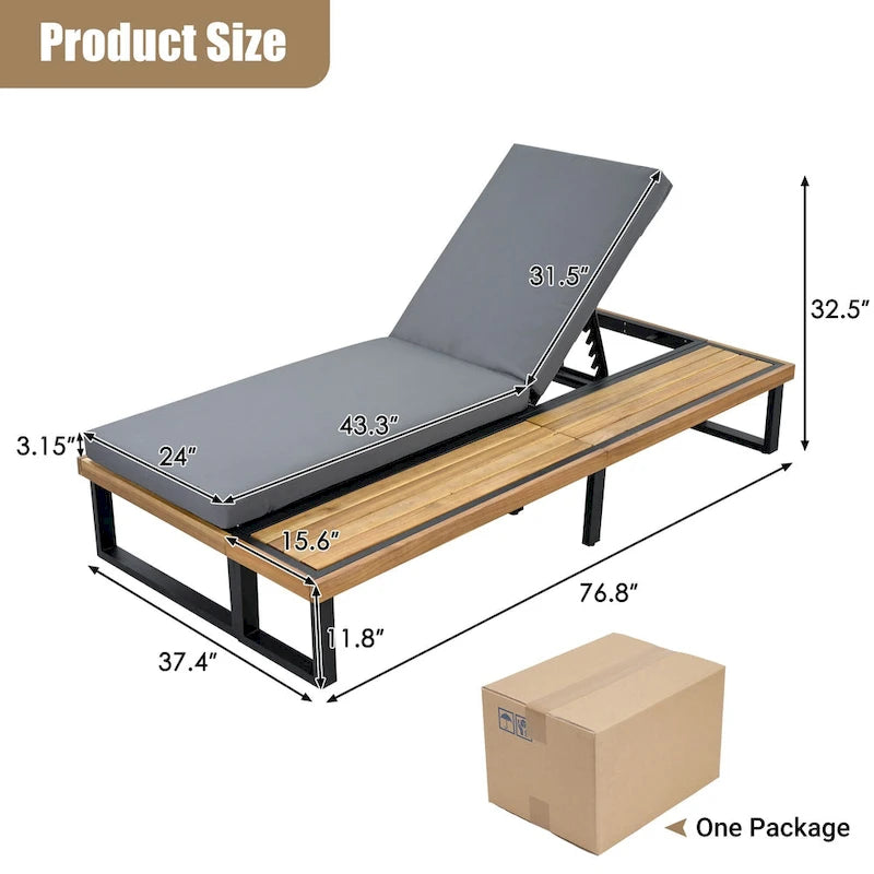 Patio Lounge Chair with 5-Position Adjustable Backrest